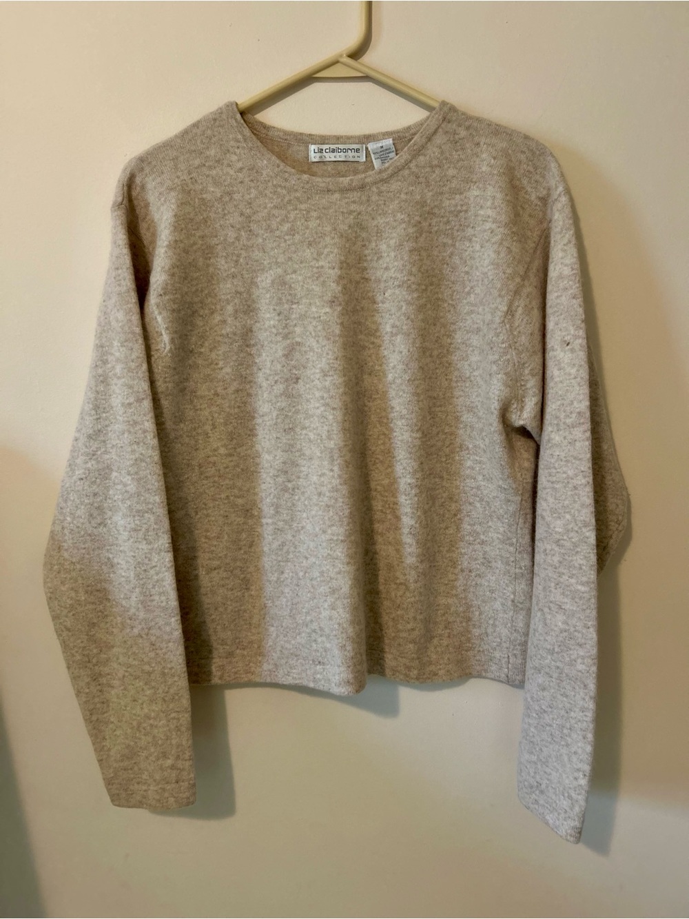 Vintage Liz Claiborne Angora Lambswool Knit Sweater Neutral M